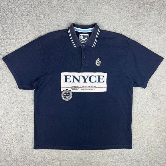 Enyce Shirt Mens Large L Navy Blue Polo Collar NYC Rap Hip Hop R&B Vintage Y2K 1 - Picture 1 of 10